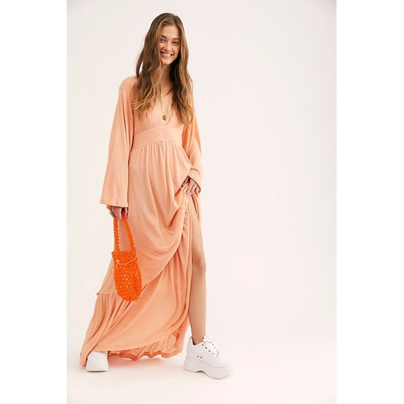 FREE PEOPLE Beach Moon Walkin’ Maxi Dress Orange - Picture 1 of 13